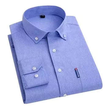 Мужские повседневные рубашки с длинным рукавом, стандартная посадка и нагрудный карман S