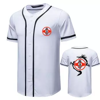 Мужские повседневные рубашки с коротким рукавом, бейсбольные рубашки, свободные рубашки американского размера, повседневная рубашка L белый