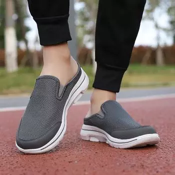 Мужские повседневные сабо, сетчатые дышащие шлепанцы на плоской подошве, летняя обувь для пар, лоферы большого размера, модная обувь, мужские повседневные кроссовки EU:35 вино красного