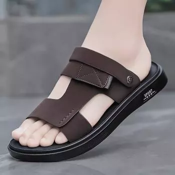 Мужские повседневные сандалии, летние уличные водонепроницаемые противоскользящие дышащие пляжные туфли на мягкой подошве, модные универсальные шлепанцы для вождения 38