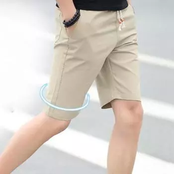 Мужские повседневные шорты-карго с эластичной завязкой на талии и карманами, повседневные шорты, однотонные прямые брюки L чёрный