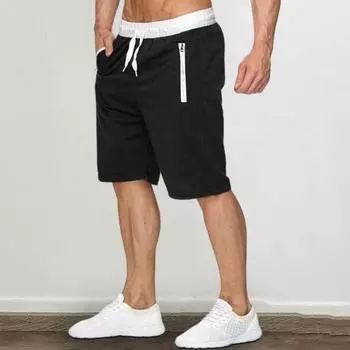 Мужские повседневные шорты с эластичной резинкой на талии и регулируемым шнурком, пляжные шорты в стиле пэчворк, цветные карманы на молнии, широкие спортивные шорты L светло-серый