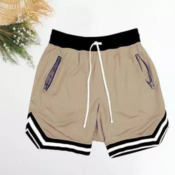 Мужские повседневные шорты с эластичной завязкой на талии и карманами на молнии, спортивные шорты, сетчатые быстросохнущие спортивные шорты 2XL красный