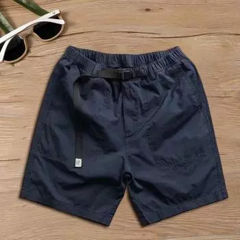 Мужские повседневные шорты с эластичным поясом и петлей для ремня, широкие регулируемые однотонные шорты с большими карманами 2XL чёрный