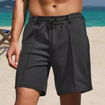 Мужские повседневные шорты Yousheng с эластичным поясом и шнурком, летние пляжные шорты, быстросохнущие баскетбольные шорты с карманами для бега и тренировок S чёрный