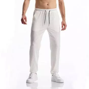 Мужские повседневные спортивные брюки из ткани с полосатым узором, спортивные брюки для спортзала, мужские спортивные штаны для бега, длинные брюки для бега 3XL чёрный