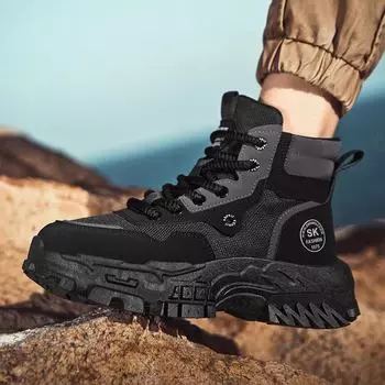 Мужские повседневные спортивные нескользящие дышащие осенние рабочие ботинки для активного отдыха, охраны труда и походов 43 Standard sports code хаки