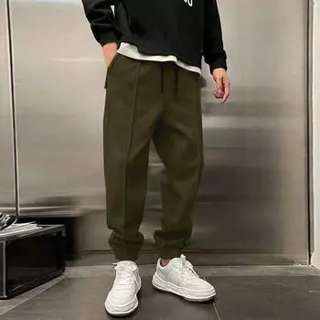 Мужские повседневные спортивные штаны с завязками и широкими штанинами L армия зеленый