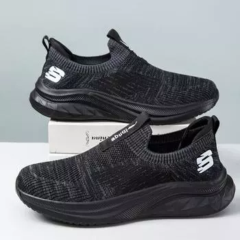 Мужские повседневные спортивные туфли Four Seasons большого размера — легкие, дышащие, нескользящие, с мягкой подошвой, износостойкие, универсальные. Size 40 чёрный