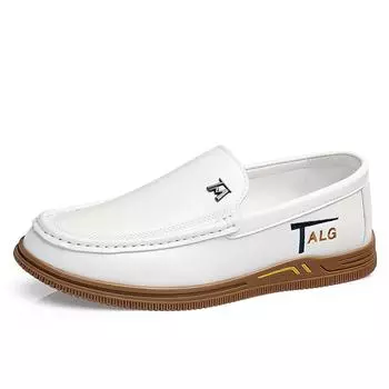 Мужские повседневные спортивные туфли из натуральной кожи, модный стиль на шнуровке для лета и весны, белые туфли, мягкая подошва, удобные, sui 38 белый