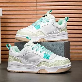 Мужские повседневные спортивные туфли на плоской подошве с двухцветной шнуровкой, модные студенческие спортивные туфли, мужские вулканизированные универсальные для активного отдыха 36 белый