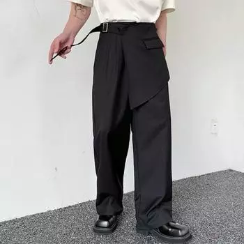 Мужские повседневные свободные брюки-блейзеры на молнии сплошного цвета, брюки L
