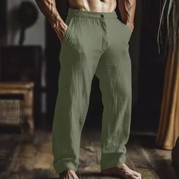 Мужские повседневные свободные прямые летние пляжные штаны для йоги на шнурке L