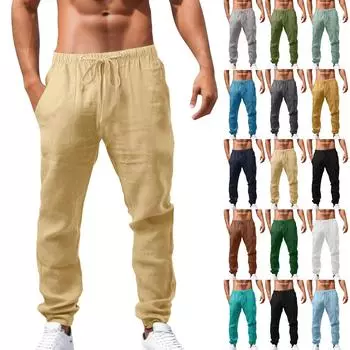 Мужские повседневные свободные прямые летние пляжные штаны для йоги на шнурке XL