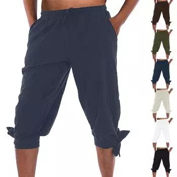 Мужские повседневные свободные прямые летние пляжные штаны для йоги на шнурке XL белый