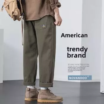 Мужские повседневные свободные рабочие брюки - American Straight, весна/осень 2023 L серый/глубокий