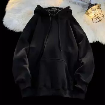 Мужские повседневные свободные толстовки из флиса, однотонные хлопковые свитера с капюшоном, толстовки унисекс с капюшоном, зимняя толстовка M белый