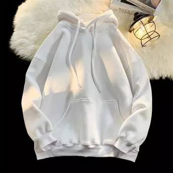 Мужские повседневные свободные толстовки из флиса, однотонные хлопковые свитера с капюшоном, толстовки унисекс с капюшоном, зимняя толстовка M чёрный