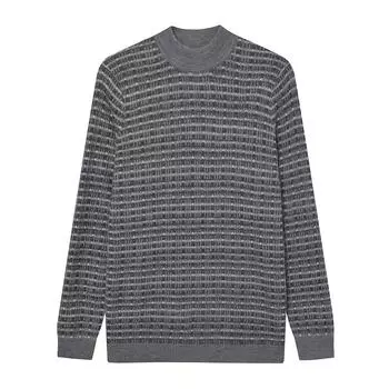 Мужские повседневные свободные трикотажные пряжи уродливые рождественские свитера с воротником-стойкой для праздничной вечеринки S темно серый