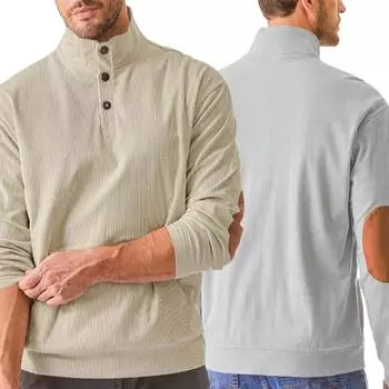 Мужские повседневные свободные удобные толстовки с длинным рукавом и воротником-стойкой, толстовки в стиле пэчворк, цветные вельветовые спортивные толстовки без капюшона S чёрный