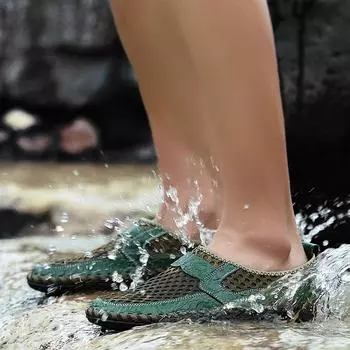 Мужские повседневные теннисные кроссовки, летняя мода, дышащая сетчатая обувь, мужские нескользящие походные кроссовки для мужчин, скалолазания, треккинга 38 коричневый