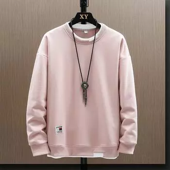 Мужские повседневные толстовки, однотонные, модные, поддельные, из двух частей, с О-образным вырезом XS темно серый