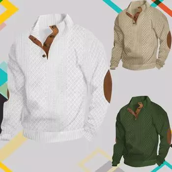 Мужские повседневные толстовки с длинными рукавами и воротником-стойкой, топы с воротником-стойкой в стиле пэчворк, мужские повседневные трикотажные толстовки, топ S белый