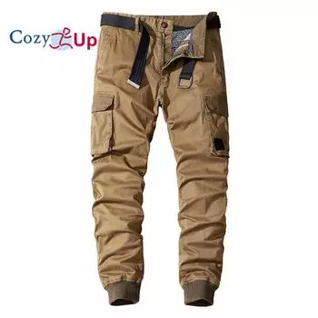 Мужские повседневные тонкие брюки-карго для бега Cosy Up с карманами 30 чёрный