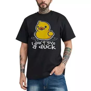 Мужские повседневные топы «I Don t Give A Duck» Футболка с рисунком из мультфильма Круглый вырез с короткими рукавами Футболки для мужчин Лето M чёрный