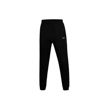 Мужские повседневные трикотажные брюки Li Ning с однотонным логотипом и манжетами, черные AKLS795-1 XL