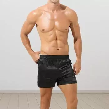 Мужские повседневные трусы-боксеры с разрезами для ног, однотонные шорты с эластичным поясом, свободные тонкие гладкие атласные домашние трусы M