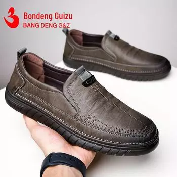 Мужские повседневные туфли без застежек на мягкой подошве 2025 года с дышащей подошвой — модные, нескользящие, универсальные для весны и осени 38 хаки