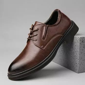 Мужские повседневные туфли большого размера с острым носком из британской кожи Brock Leather Small 38 чёрный