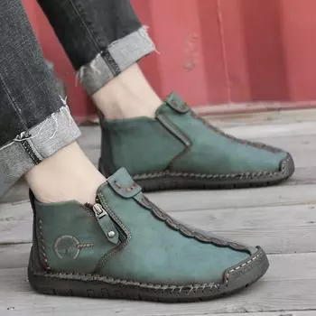 Мужские повседневные туфли для вождения, широкие туфли на плоской подошве, большие размеры, походная обувь, высокие ботинки ручной работы для отца EU: 38 чёрный