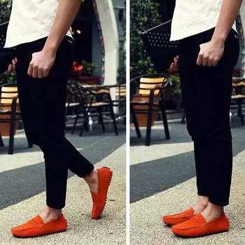 Мужские повседневные туфли из бобовой кожи большого размера, ноги из свиной кожи, ленивая обувь 49 чёрный