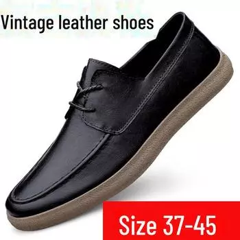 Мужские повседневные туфли из кожи в стиле ретро, дышащие, размеры 37-45, мягкая подошва, шнуровка 41