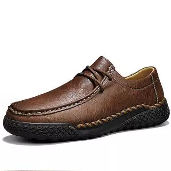 Мужские повседневные туфли из натуральной кожи в стиле ретро, ботильоны, весна/осень, мужские ботинки 38 чёрный