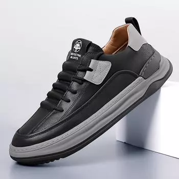 Мужские повседневные туфли из натуральной кожи на шнуровке с мягкой подошвой для скейтбординга, мужские оксфорды для походов на открытом воздухе, дышащие, удобные, мужские туфли для вождения 38 чёрный