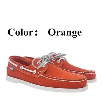 Мужские повседневные туфли из натуральной кожи нубука, фирменные дизайнерские туфли на плоской подошве для мужчин и женщин, оранжевый цвет X130 36