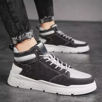 Мужские повседневные туфли из свиной кожи на толстой подошве со шнуровкой, подходящие по цвету, износостойкие походные ботинки, водонепроницаемые ботинки Zapatills 39 чёрный