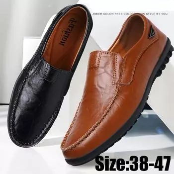Мужские повседневные туфли из воловьей кожи, нескользящая обувь на мягкой подошве на плоской подошве, деловые туфли на плоской подошве, большие размеры 38-47 38 коричневый