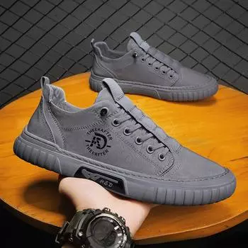 Мужские повседневные туфли на плоской подошве для ходьбы, мужские туфли из вулканизированной ткани, дышащие мужские кроссовки, летняя рабочая обувь 44 чёрный