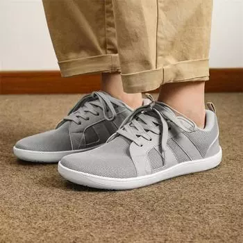 Мужские повседневные туфли на плоской подошве с широким носком, серые, для ходьбы, черные, для йоги и фитнеса, большой размер EU: 39 чёрный