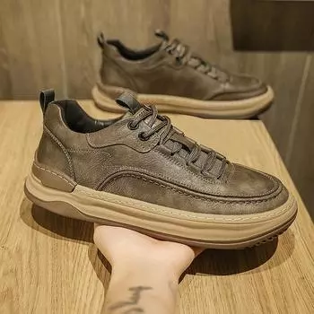 Мужские повседневные туфли на шнуровке, кожаные туфли на плоской подошве, дизайнерская обувь, удобные модные кожаные оксфорды для мужчин, мягкая универсальная обувь 6.5