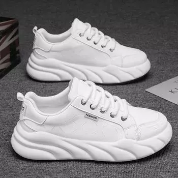 Мужские повседневные туфли на толстой подошве, осенняя мода, высококачественные удобные нескользящие кроссовки, мужские уличные дышащие кожаные туфли 39