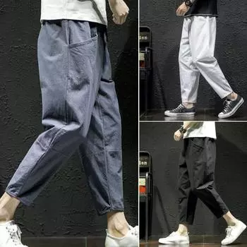 Мужские повседневные удобные брюки, разноцветные хлопковые брюки, свободные брюки больших размеров 5XL белый