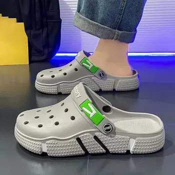 Мужские повседневные удобные сабо, дышащие износостойкие сабо для использования в помещении, на открытом воздухе, на пляже, в саду, летом 44 чёрный