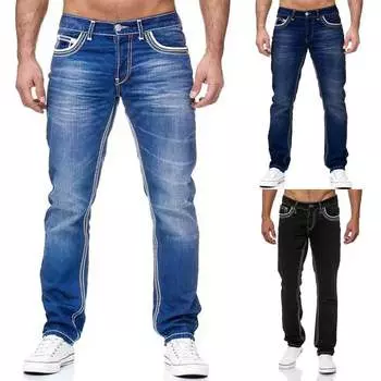 Мужские повседневные узкие прямые эластичные джинсы Demin с длинными брюками