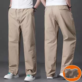 Мужские повседневные ветрозащитные брюки свободного покроя, брюки больших размеров, зимние утолщенные прямые брюки Double Wear XS
