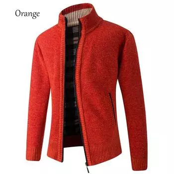 Мужские повседневные вязаные свитера-кардиганы Slim Fit Fleece Full Zip Толстый вязаный кардиган Зимняя верхняя одежда M